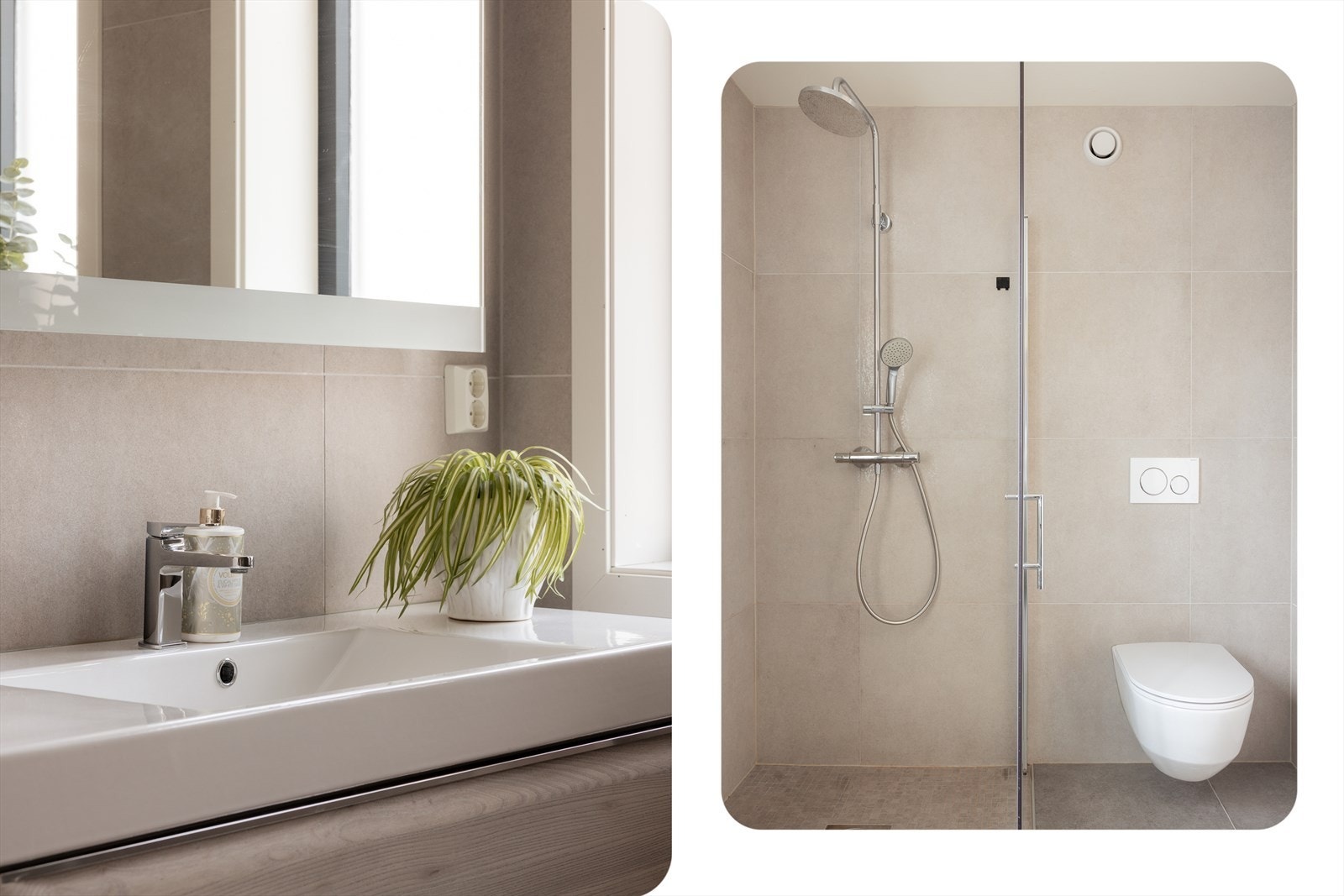 Badet har vannbåren gulvvarme Galleribilde