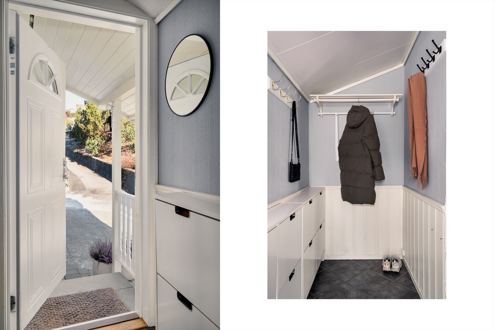 Det første som møter deg er et innbydende inngangsparti med godt av plass til å henge fra seg yttertøy og sette fra seg sko. Galleribilde