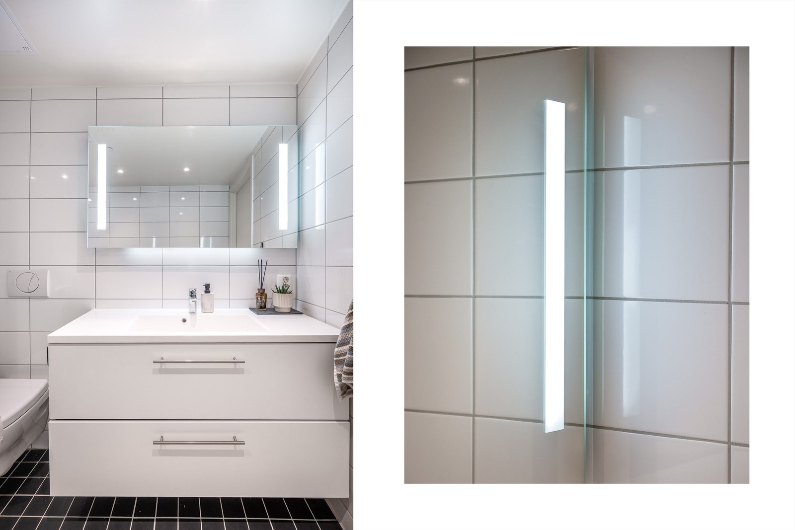 Downlights i himling gir god og jevn belysning på badet. Galleribilde