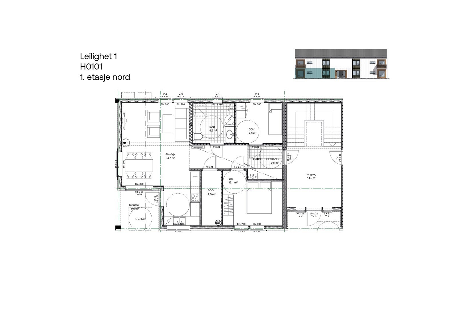 Planskisse - Leiligheten har andelsnummer 13, H0101. Galleribilde