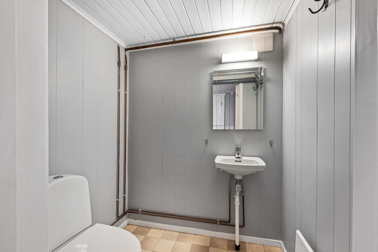 Underetasjen er utstyrt med et praktisk toalettrom med vegghengt servant. Galleribilde