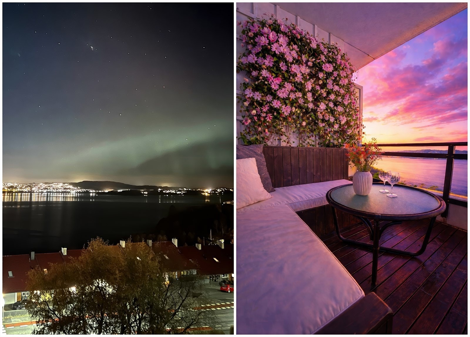 Balkongen har god plass til sittegruppe. Perfekt året igjennom, for nordlys eller lange sommerkvelder. Galleribilde