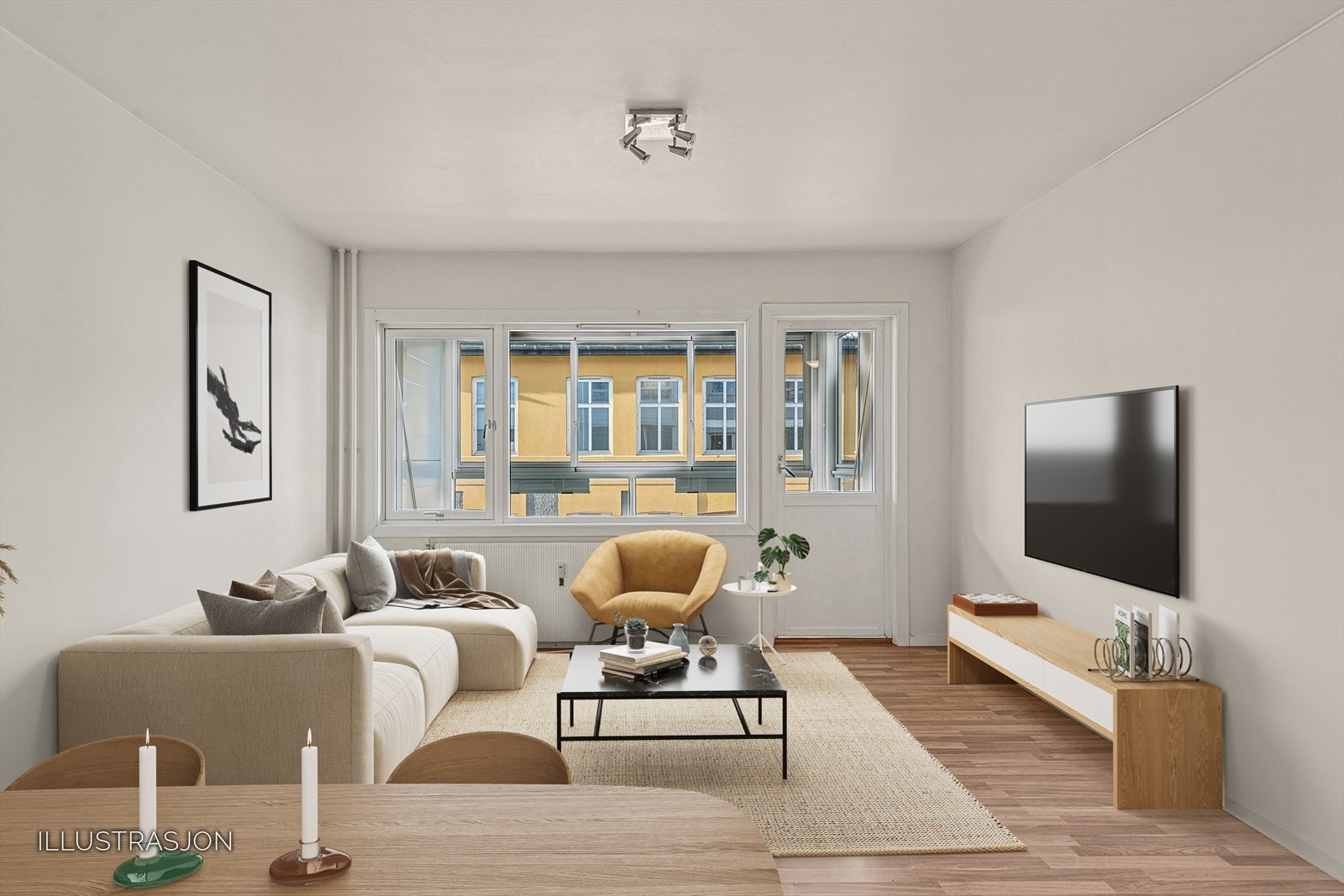 Fra stuen har du direkte adkomst til en inn glasset balkong, et herlig ekstra rom som kan nytes gjennom store deler av året. Galleribilde