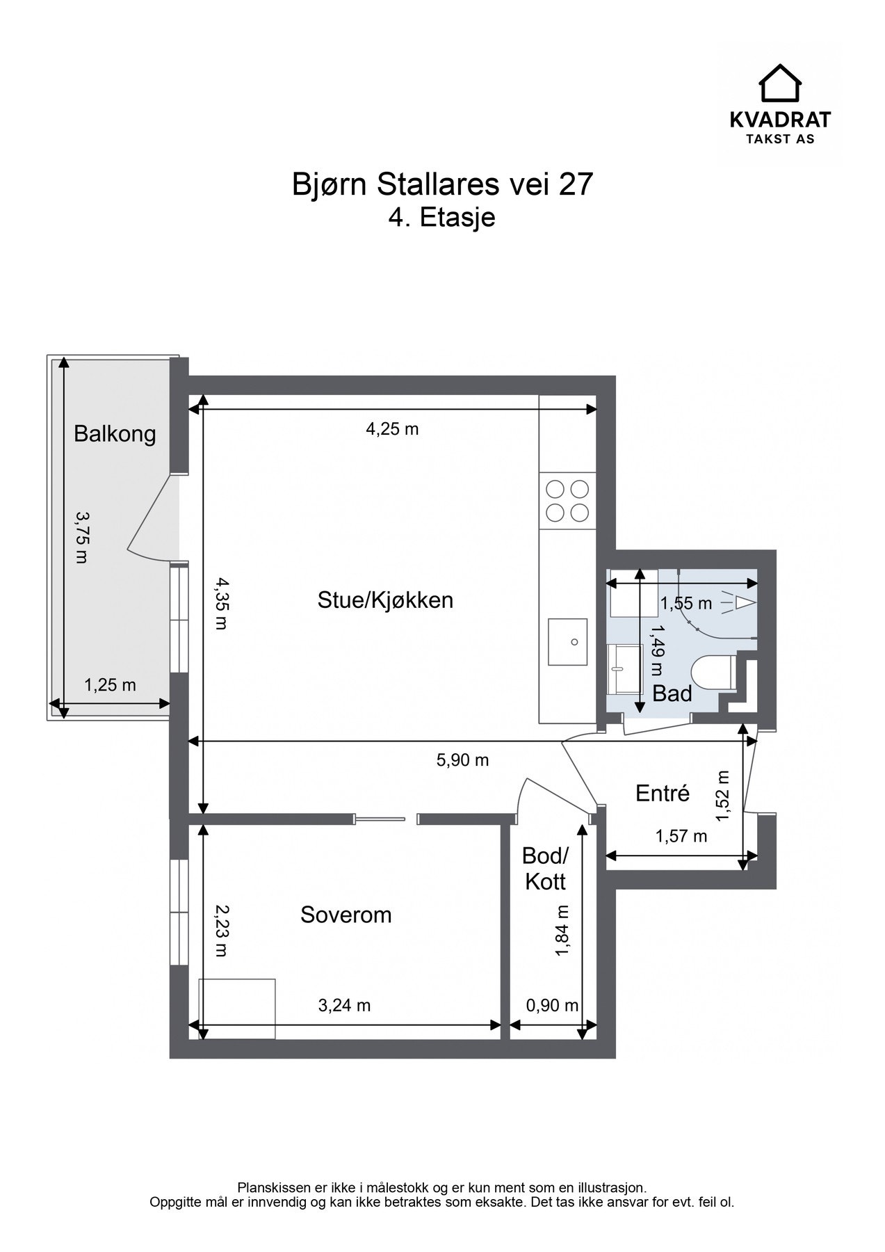 Plantegning - Bjørn Stallares vei 27 - 4. etasje Galleribilde