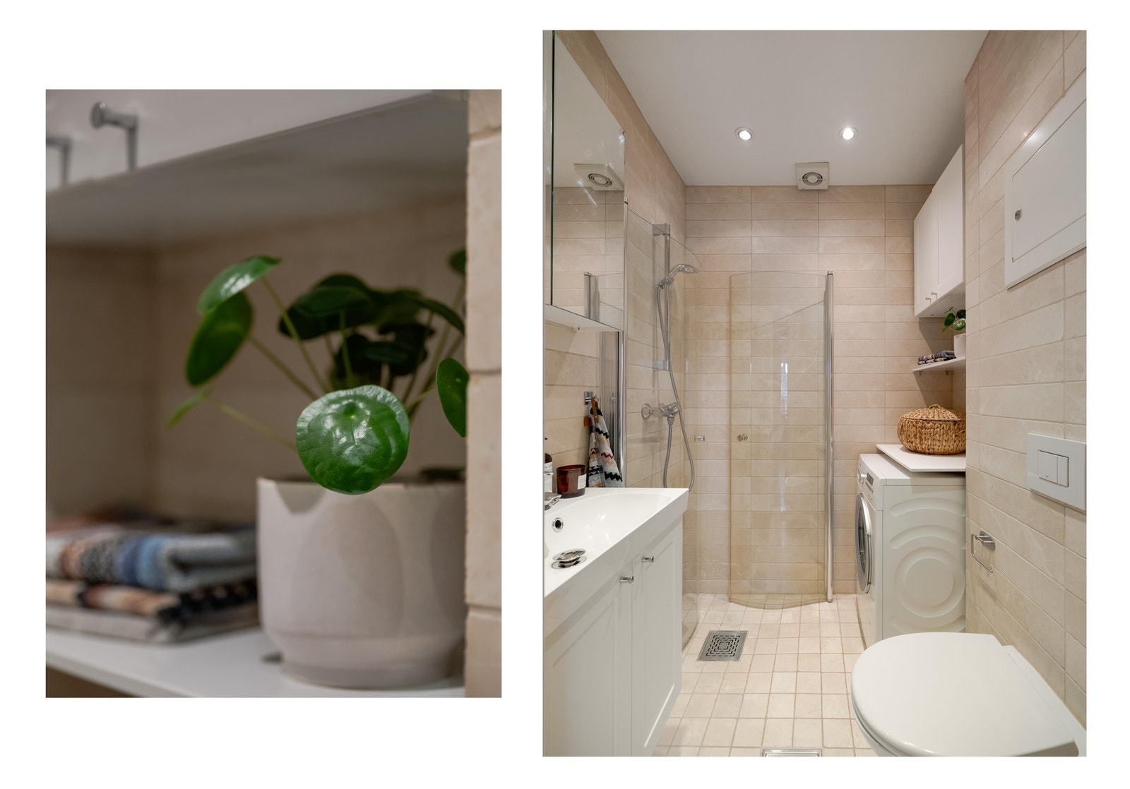 Videre fra entreen har vi det pent flislagte badet. Galleribilde