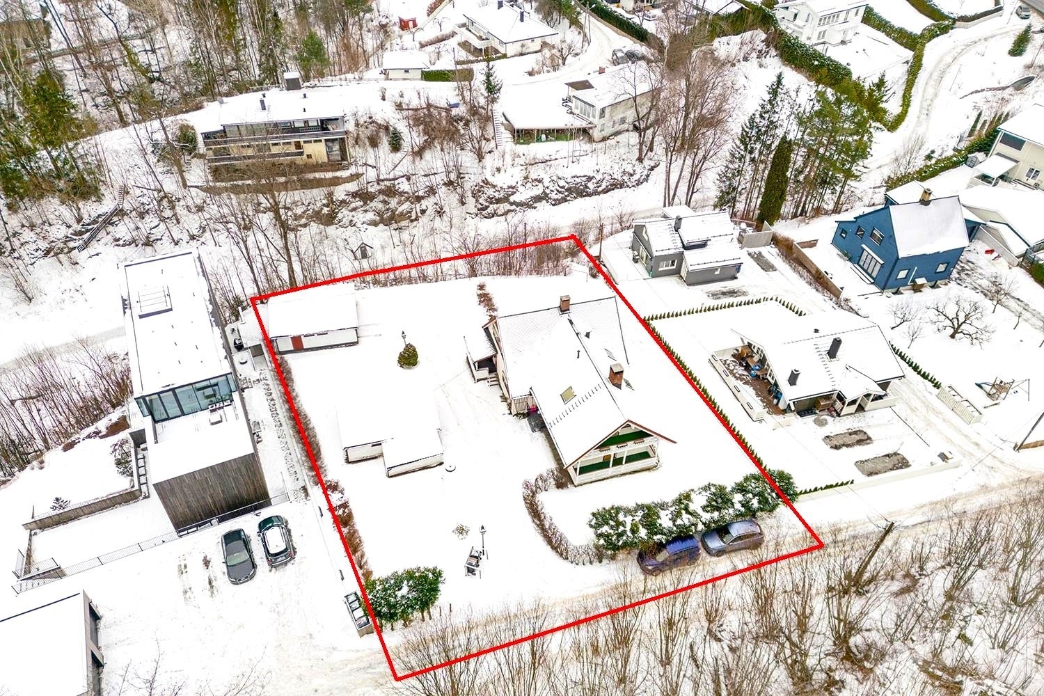 Eiendomsgrenser vises med ca plassering Galleribilde