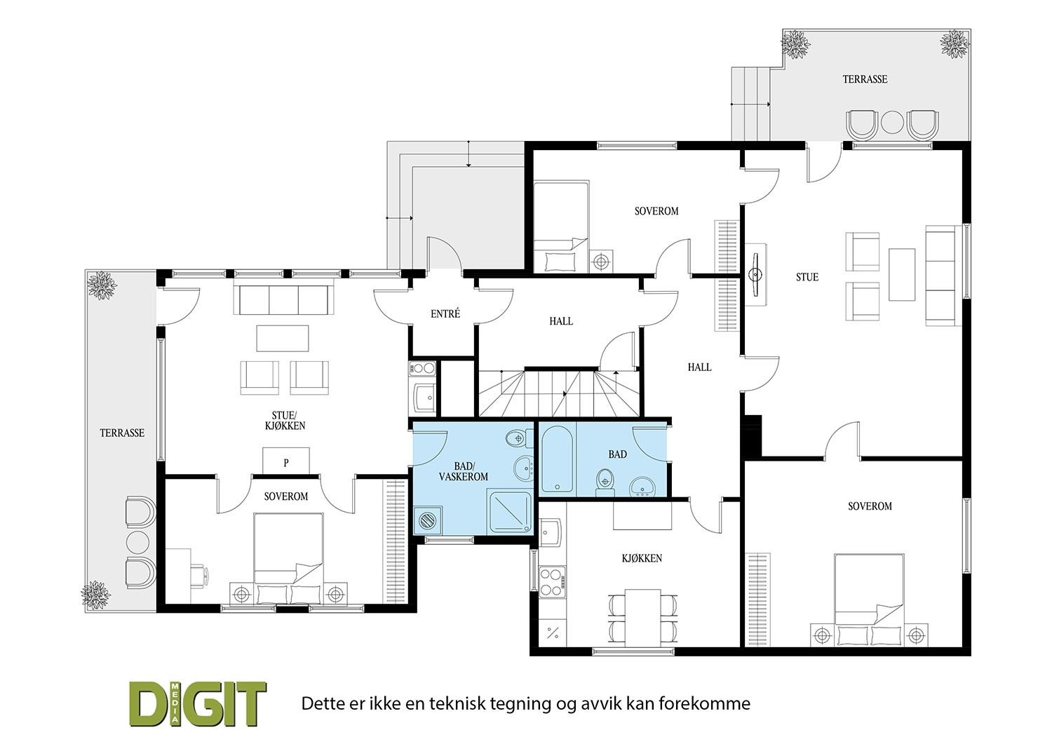 Plantegning 1. etasje Galleribilde