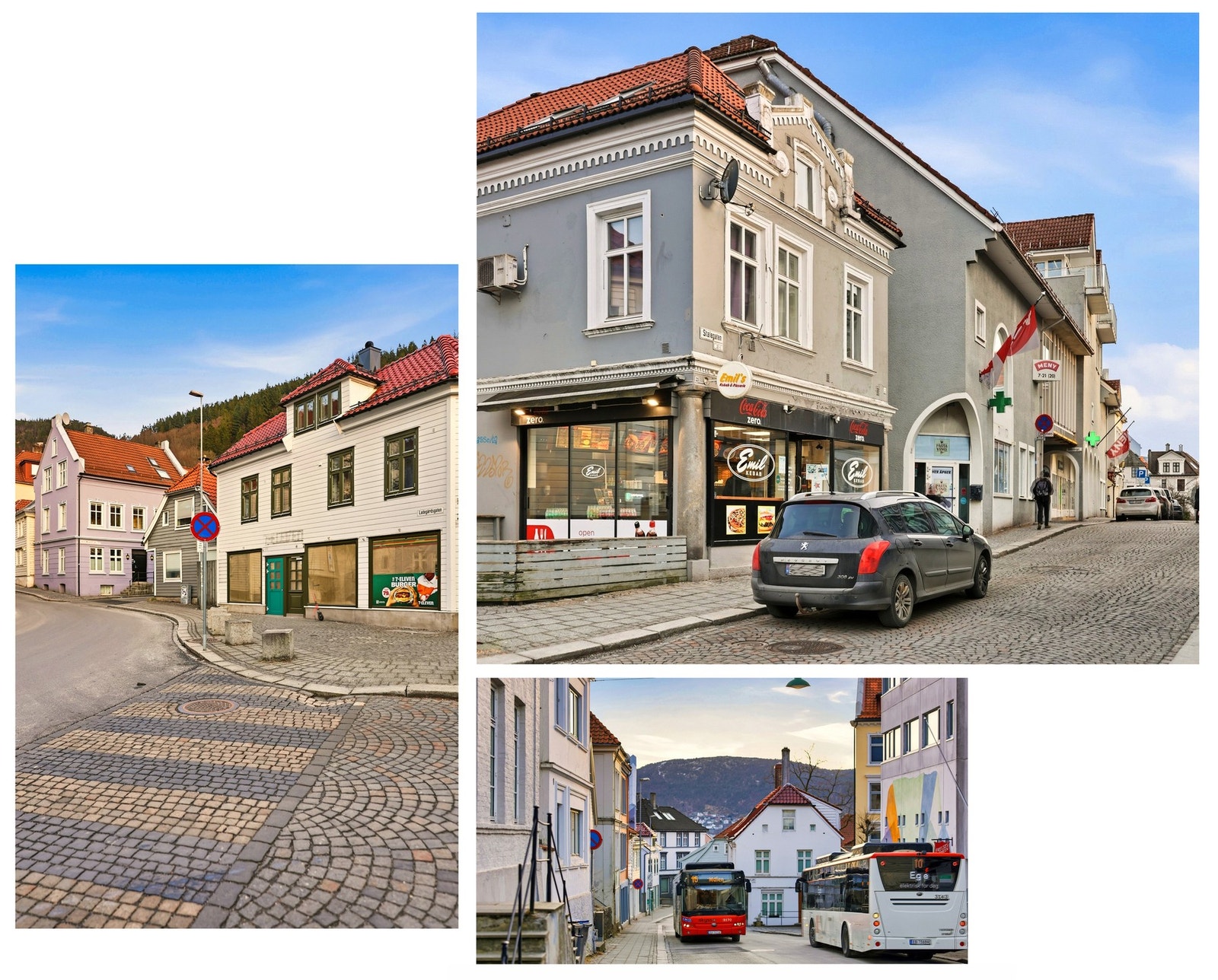 Klassisk bybebyggelse med kort vei til servicetilbud Galleribilde