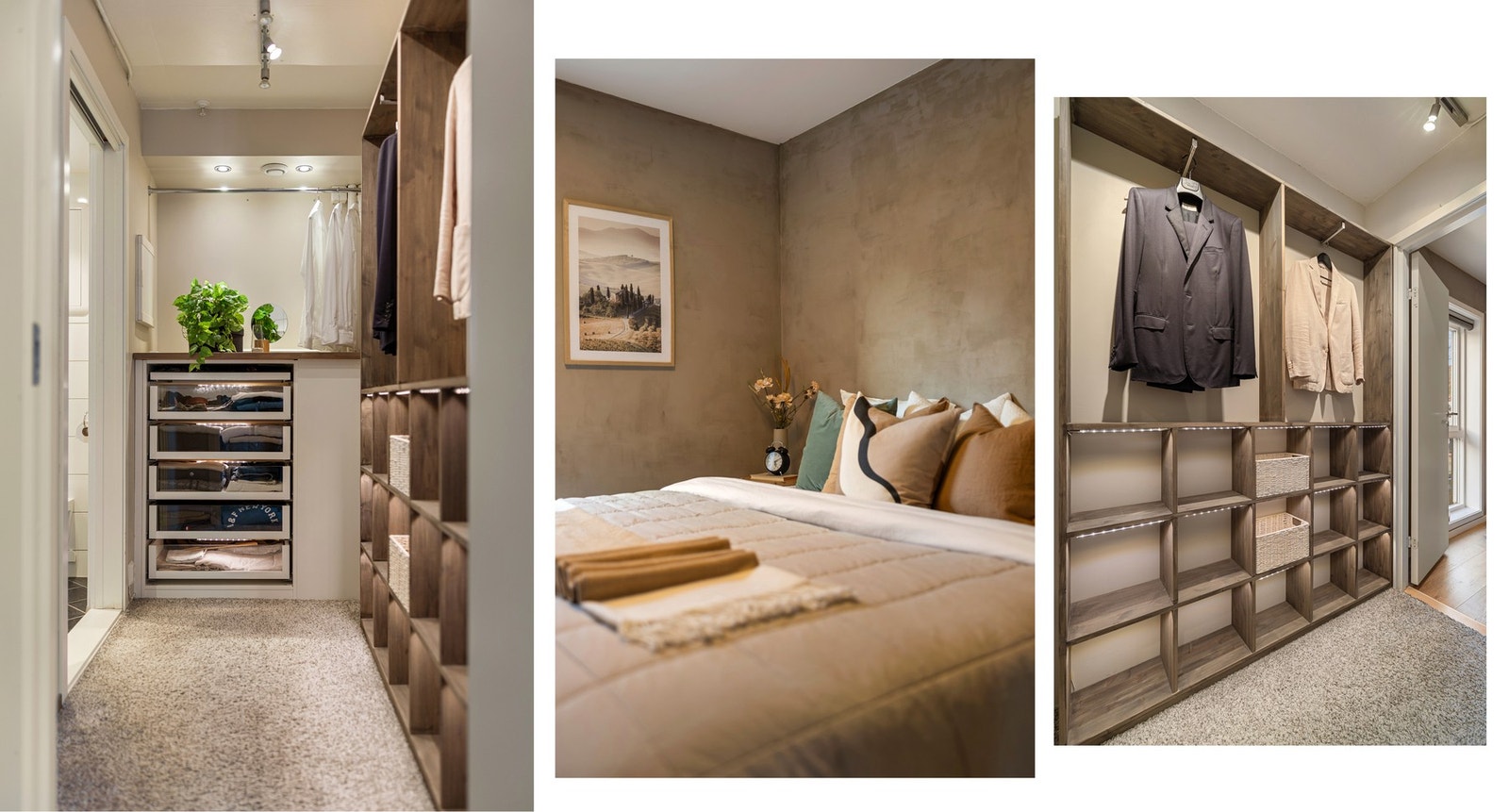 Walk-in-closet med gode oppbevaringsmuligheter Galleribilde