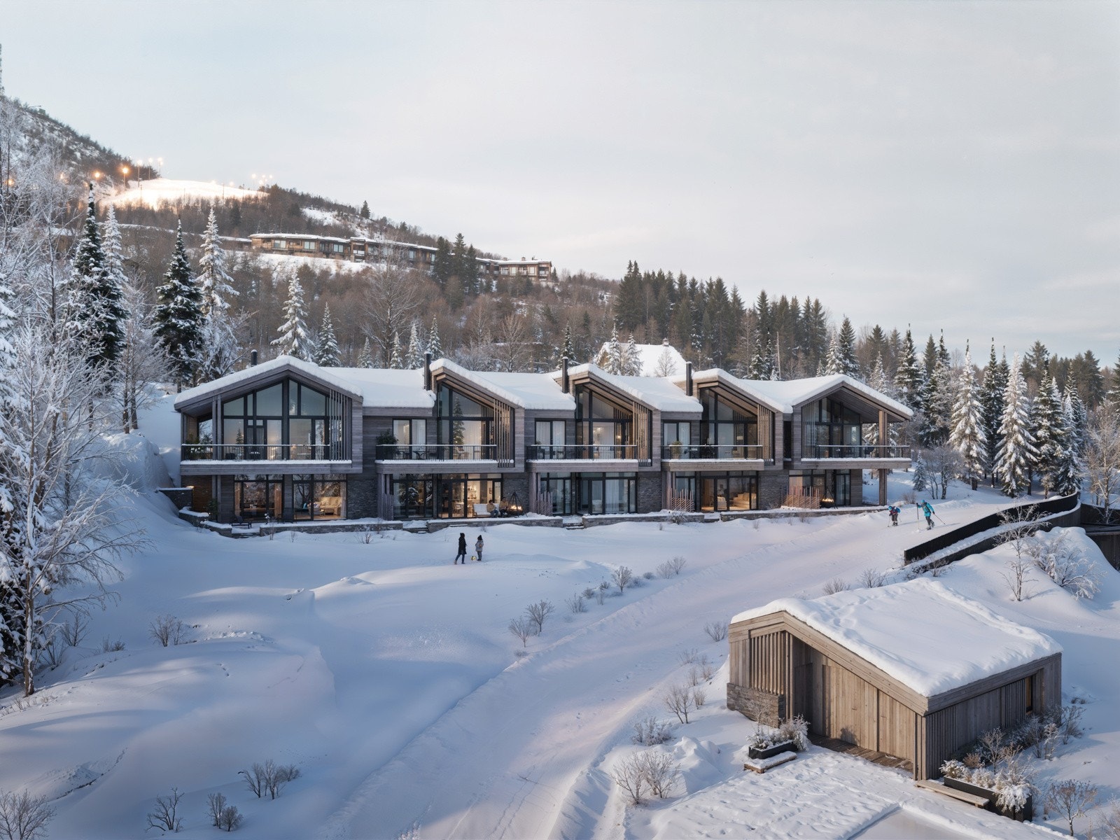 Holmshovda har en magisk beliggenhet og vil bestå av 4 eksklusive leiligheter og eksklusive 5 chaleter Galleribilde