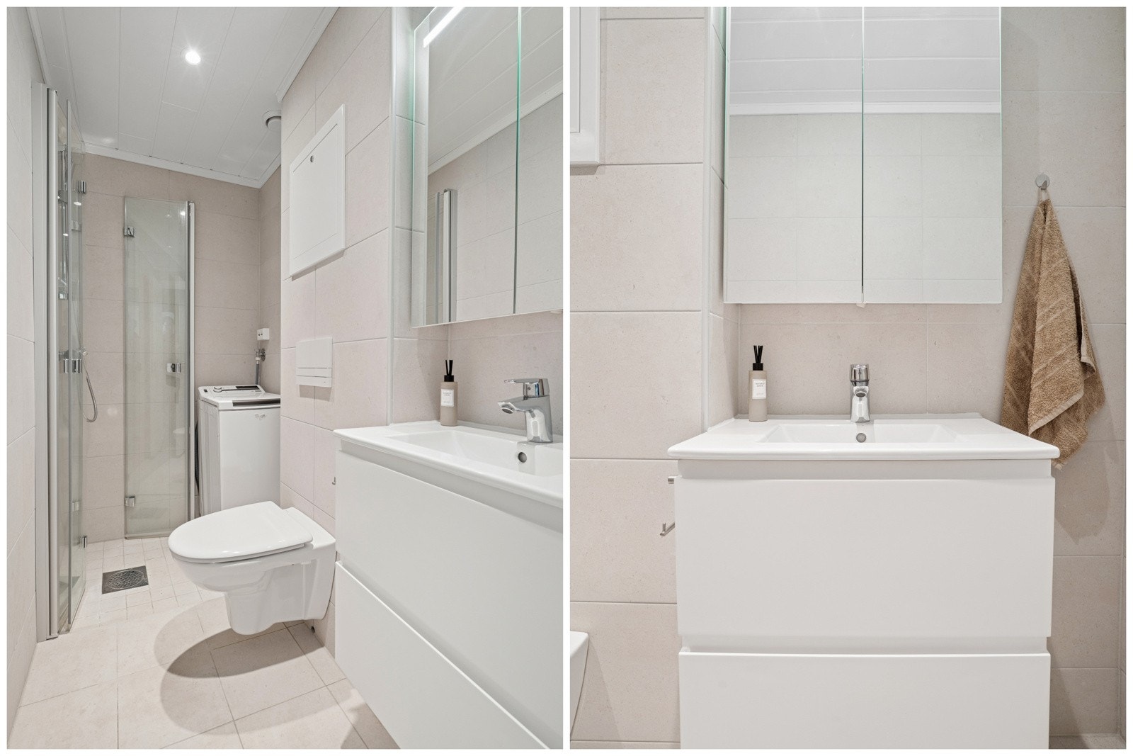 Badet er totalrehabilitert i 2024 i regi av borettslaget, med moderne fliser og sanitærutstyr. Flytt rett inn uten bekymringer for våtrommet. Galleribilde