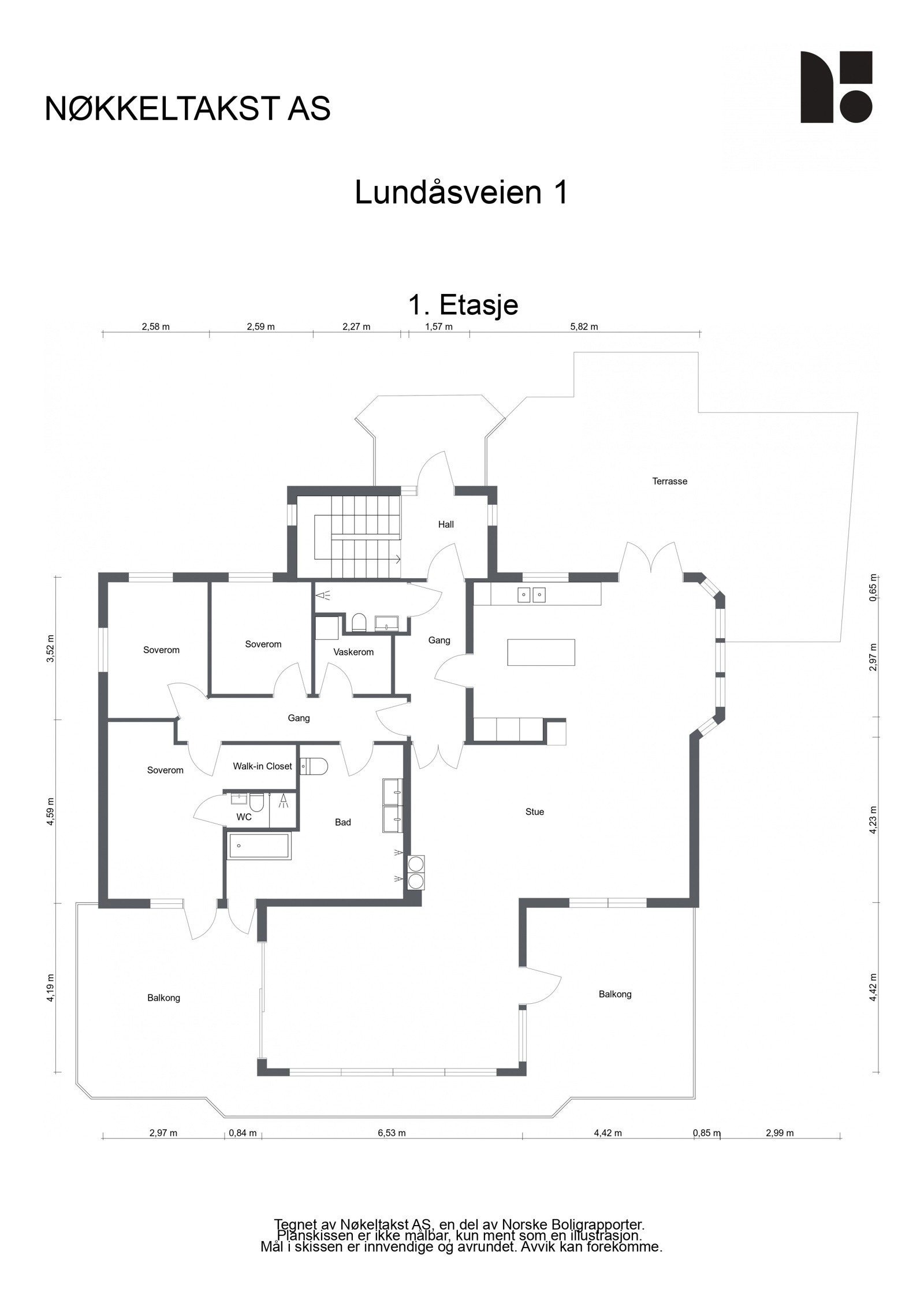 Plantegning 1. etasje Galleribilde