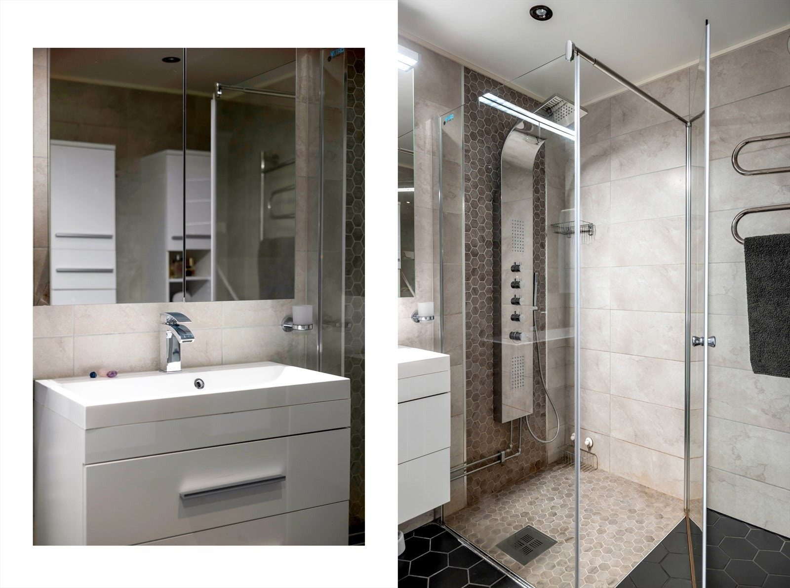 Praktisk løsning med opplegg og plass til både vaskemaskin og tørketrommel Galleribilde