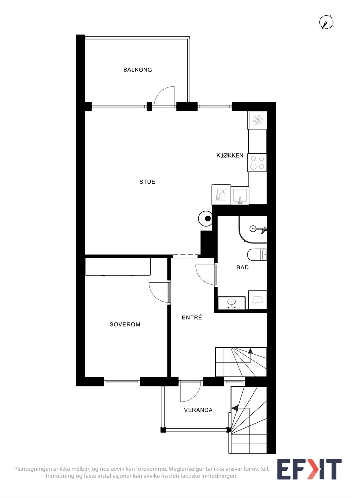 Hovedetasjen samler de sosiale funksjonene med åpen stue/kjøkken, bad, ett soverom og utgang til terrasse. Galleribilde
