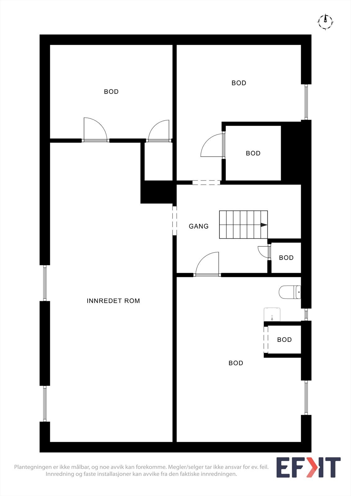 Trappen leder ned til kjelleren, som fungerer som en utmerket lagringssone. Galleribilde
