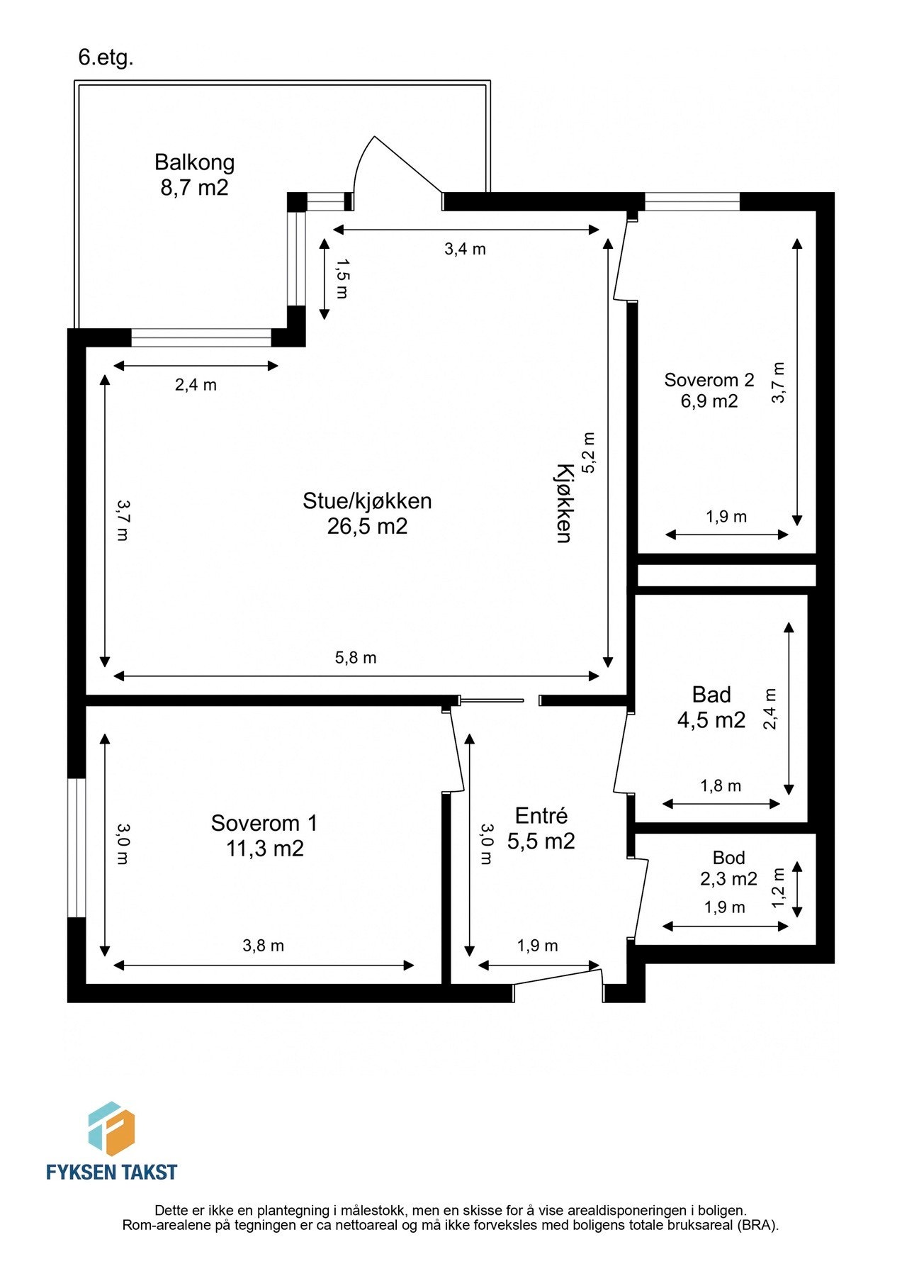 Målsatt planskisse. Galleribilde