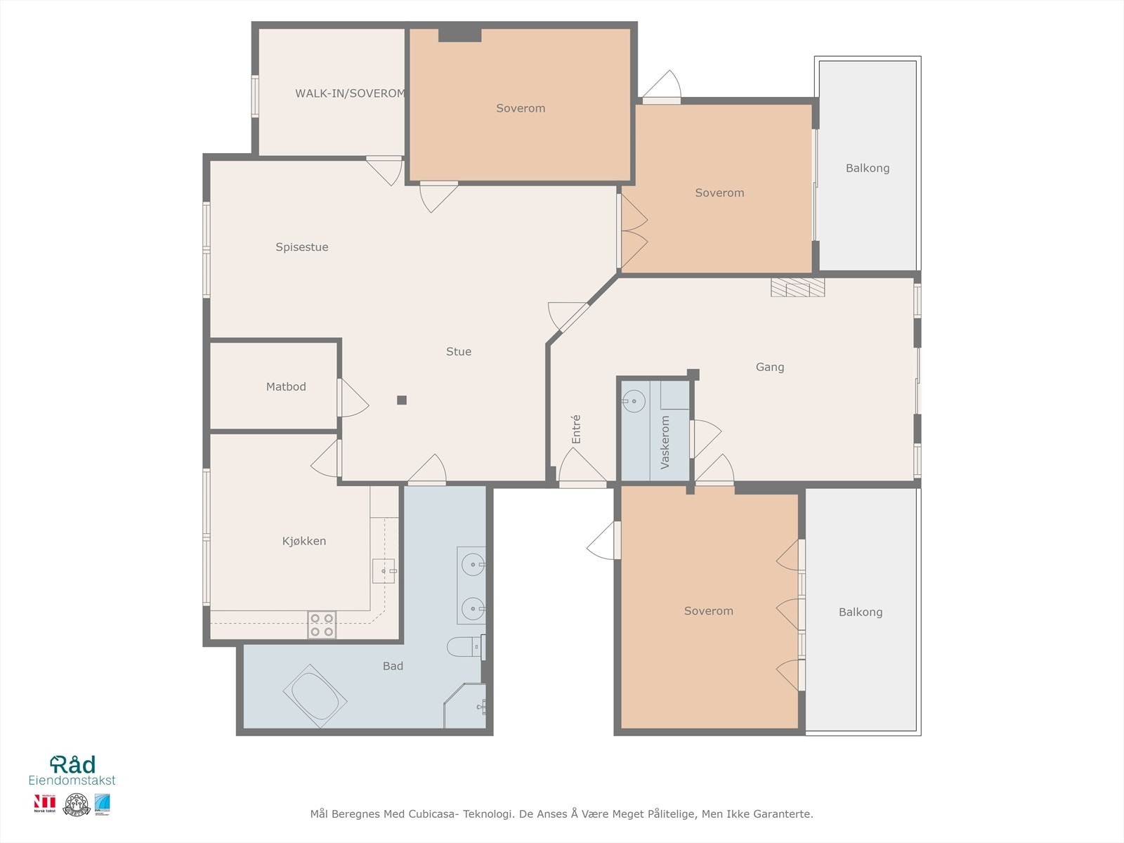 Plantegning over dagens bruk av leiligheten (samsvarer ikke med kommunens tegninger) Galleribilde