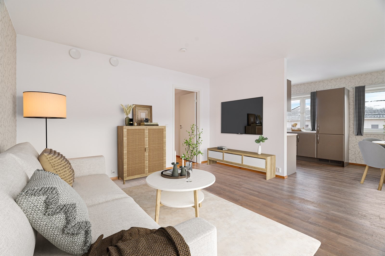 Det er innlagt fiber i leiligheten og det mest av kostnadene er innbakt i de månedlige felleskostnadene, sameiet har ingen fellesgjeld Galleribilde