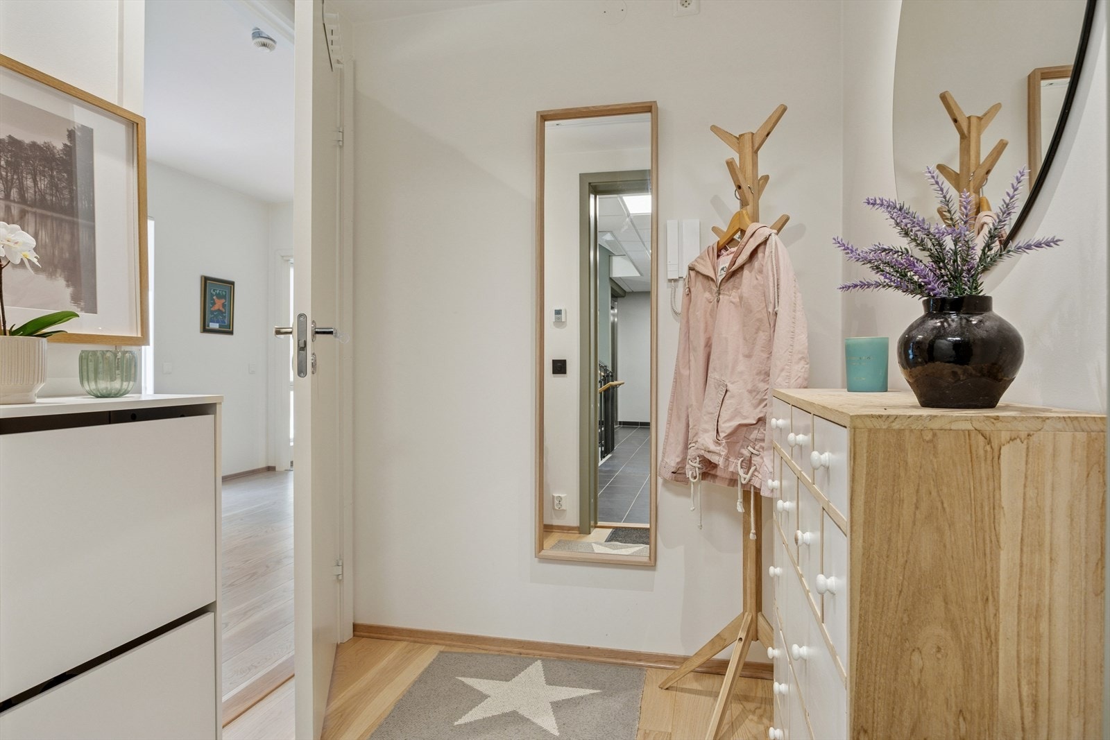 Adkomst til leiligheten fra innvendig felles gang. Galleribilde