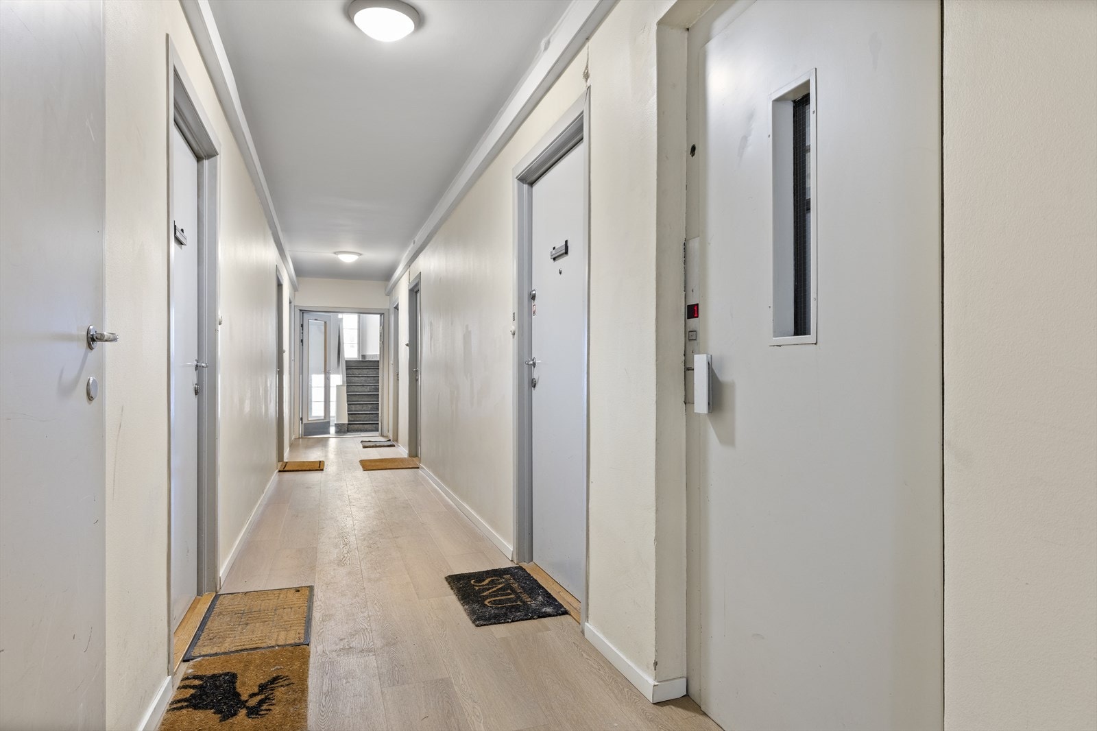 Lys og trivelig adkomst til leiligheten med heis eller trapp. Galleribilde