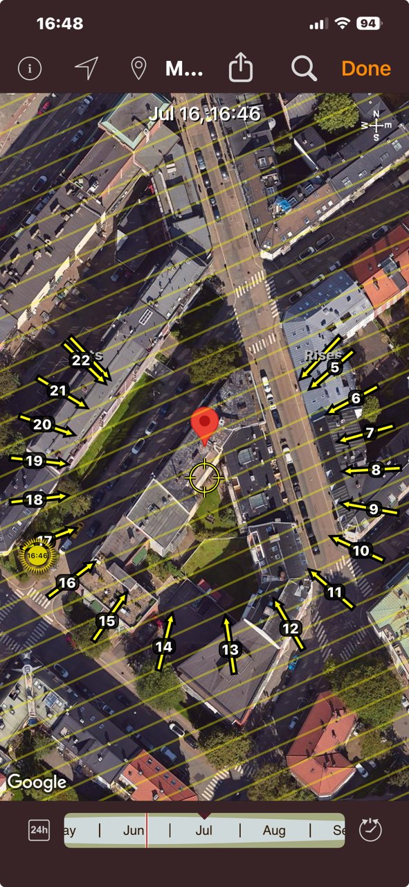 Solkartet viser solforhold 16. juli. Galleribilde