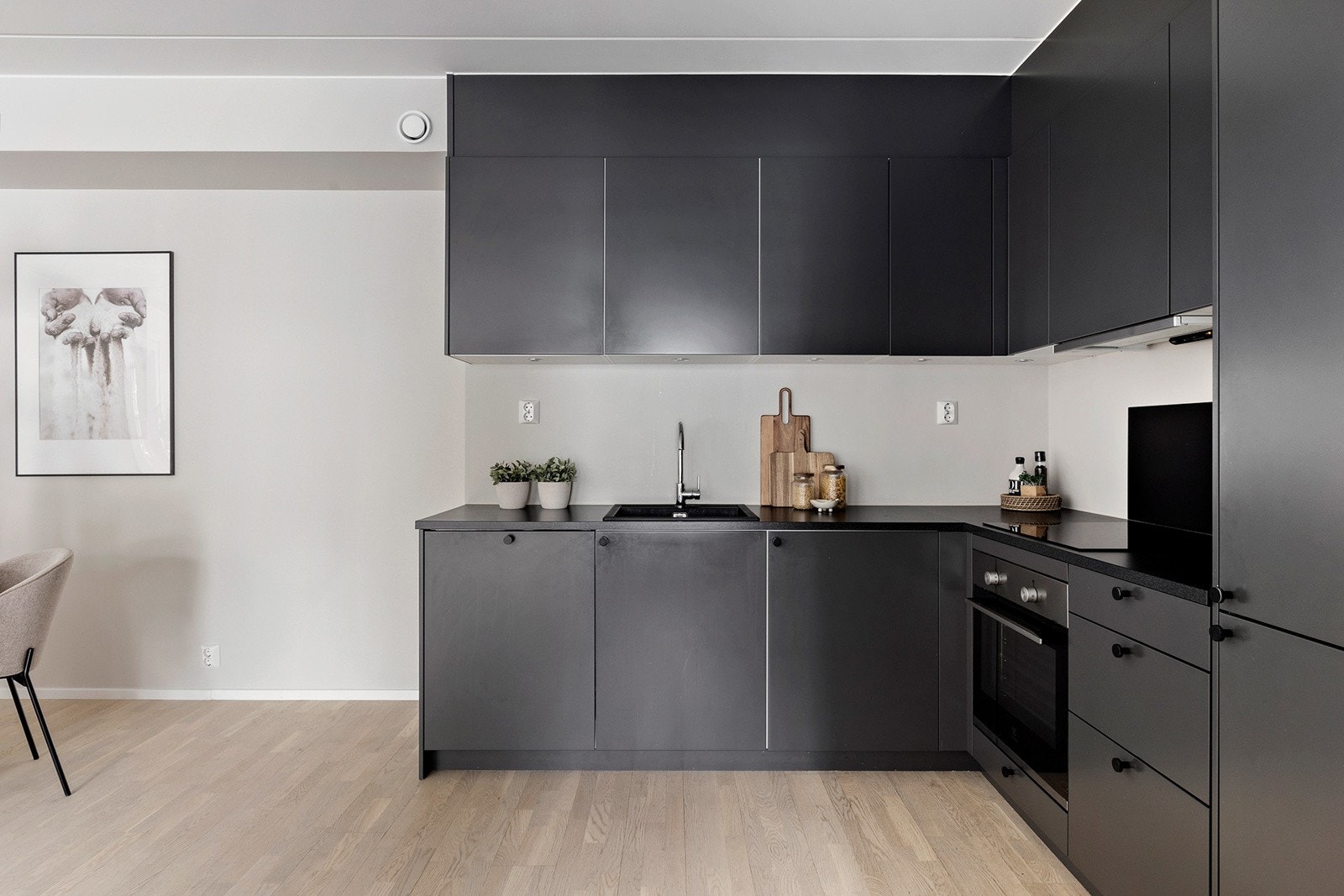 Det er integrert kjøl/fryseskap, oppvaskmaskin, induksjonstopp og stekeovn. Galleribilde