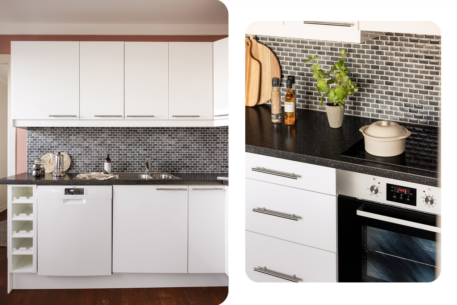 Kjøkkenet er utstyrt med nødvendige hvitevarer og har god plass både til matlaging og måltider Galleribilde