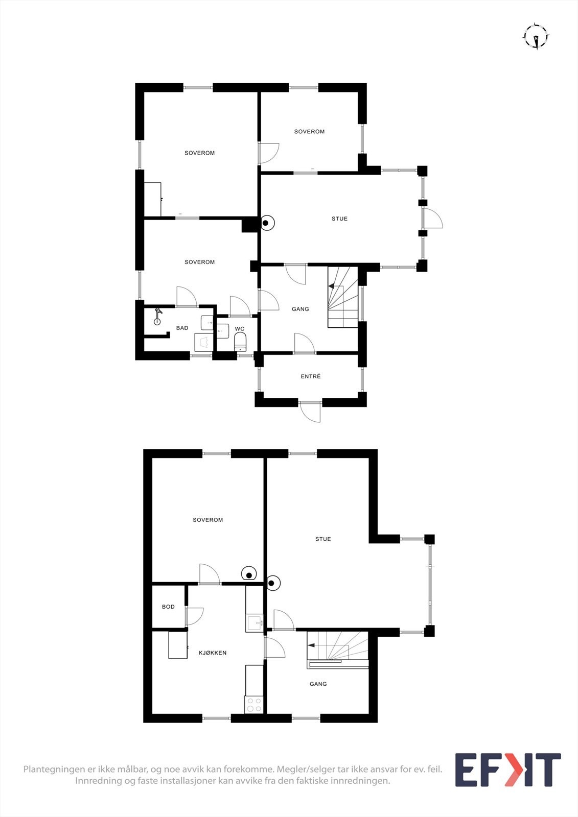 Boligen strekker seg over to etasjer og har en funksjonell planløsning med totalt fire soverom. Galleribilde