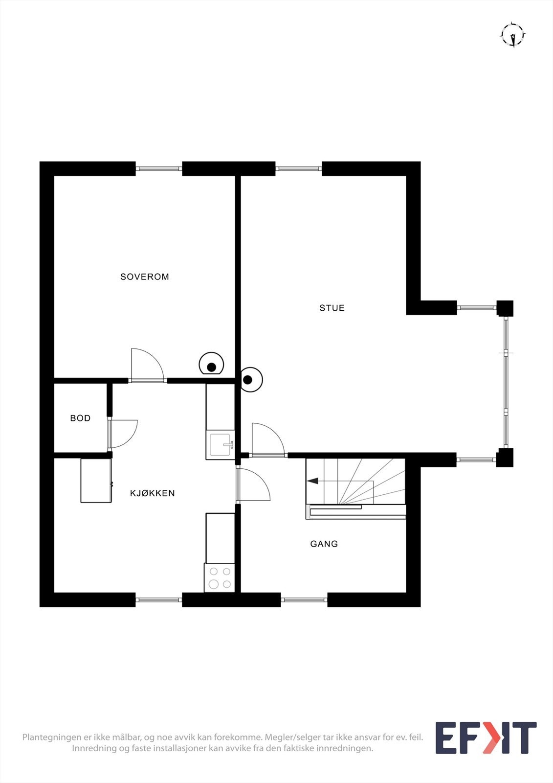 Loftsetasjen består av stue, kjøkken, to soverom og en bod. Galleribilde