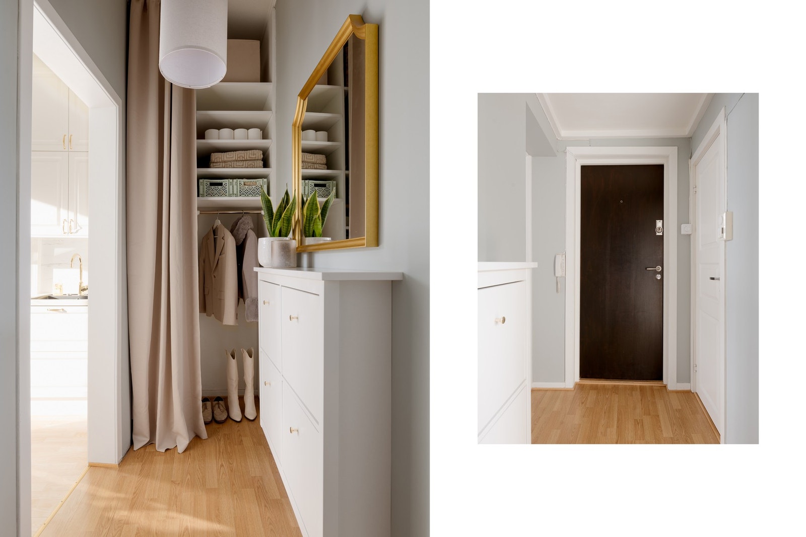 I 2023 ble det etablert en ny garderobe med lagringshems i gangen. Inngangsdøren er pusset og behandlet i 2025. Galleribilde