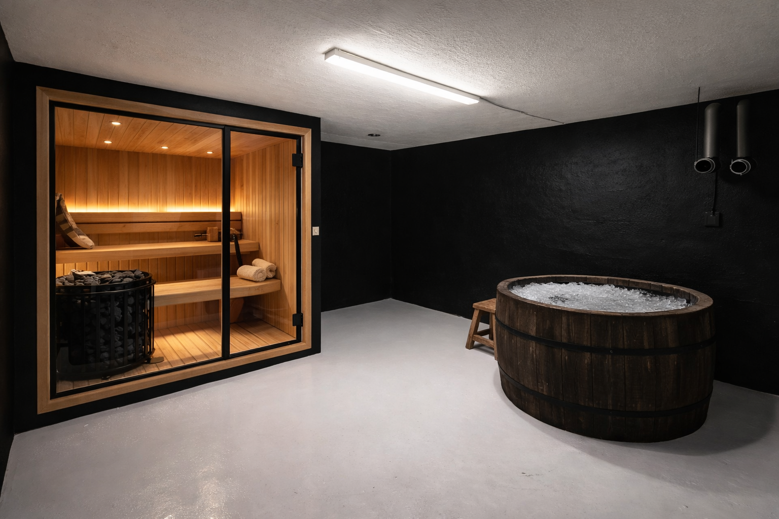 Tenkt løsning med badstu i kjeller Galleribilde