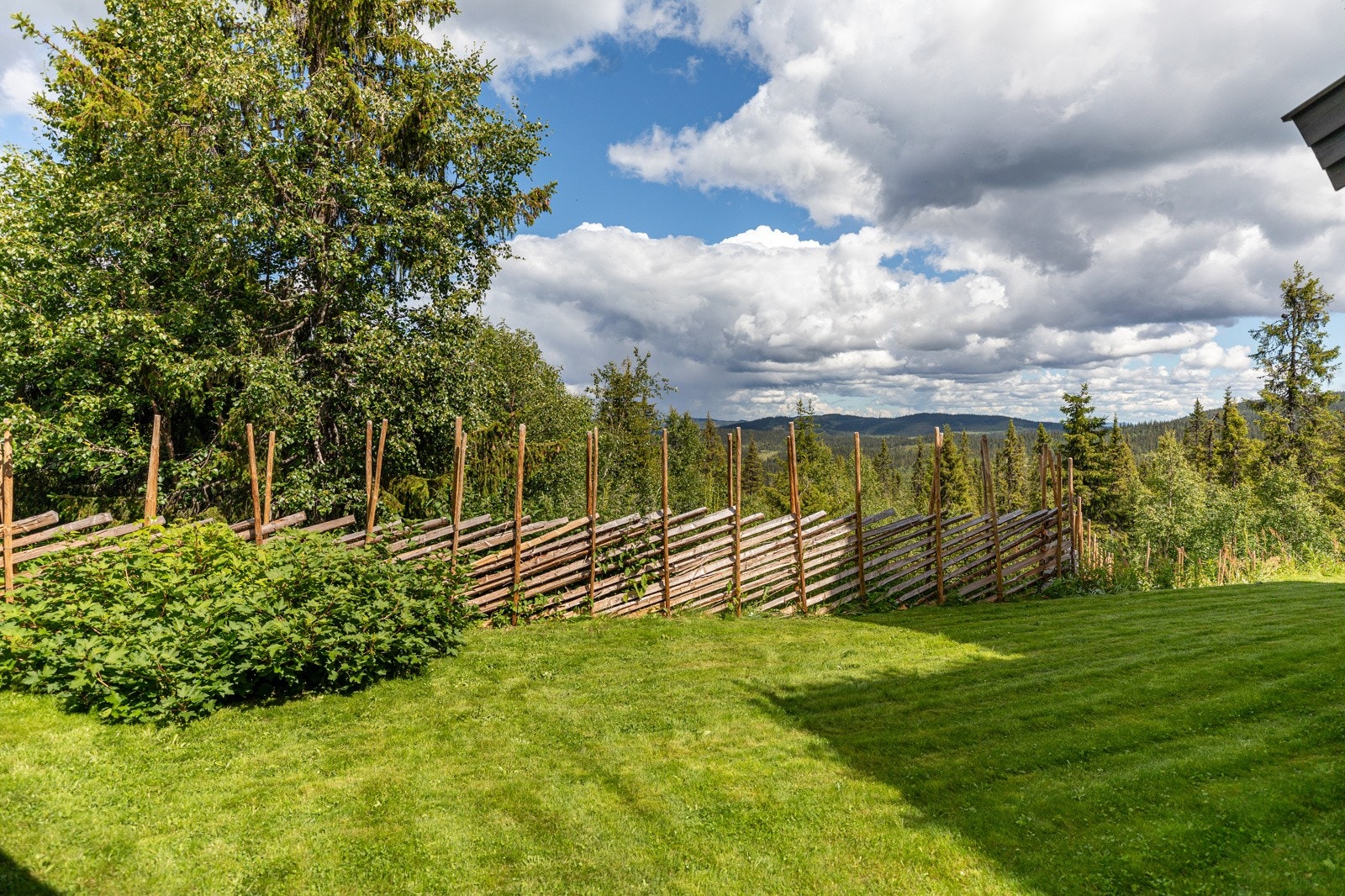 Uteområdet er pent opparbeidet med gressplen rundt bebyggelsen Galleribilde