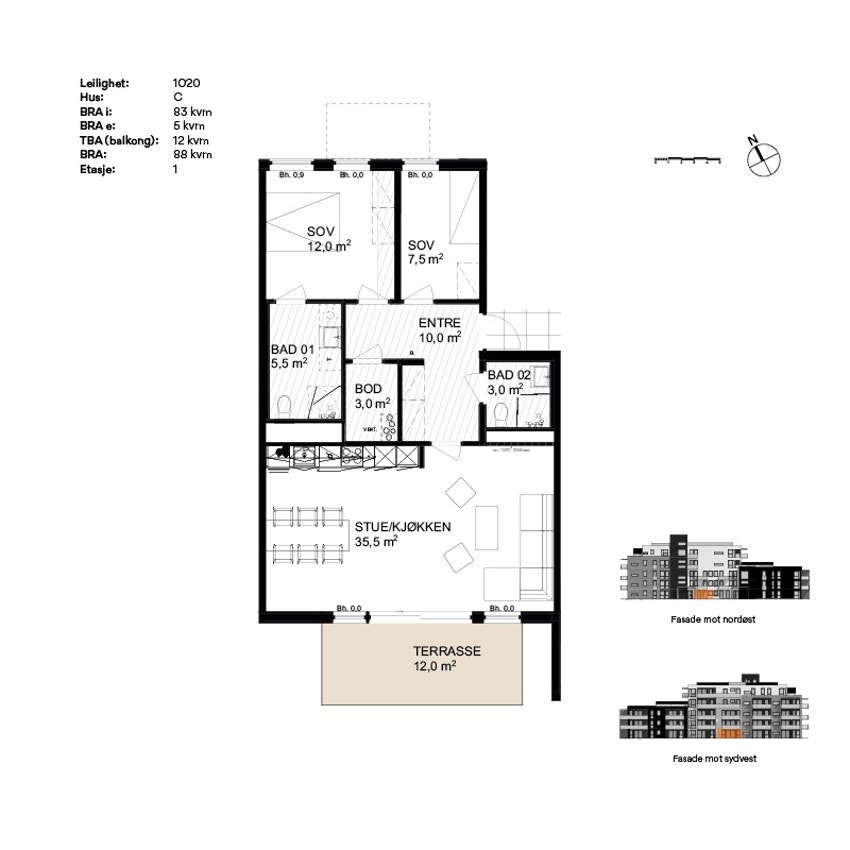 Plantegning leilighet C1020 Galleribilde