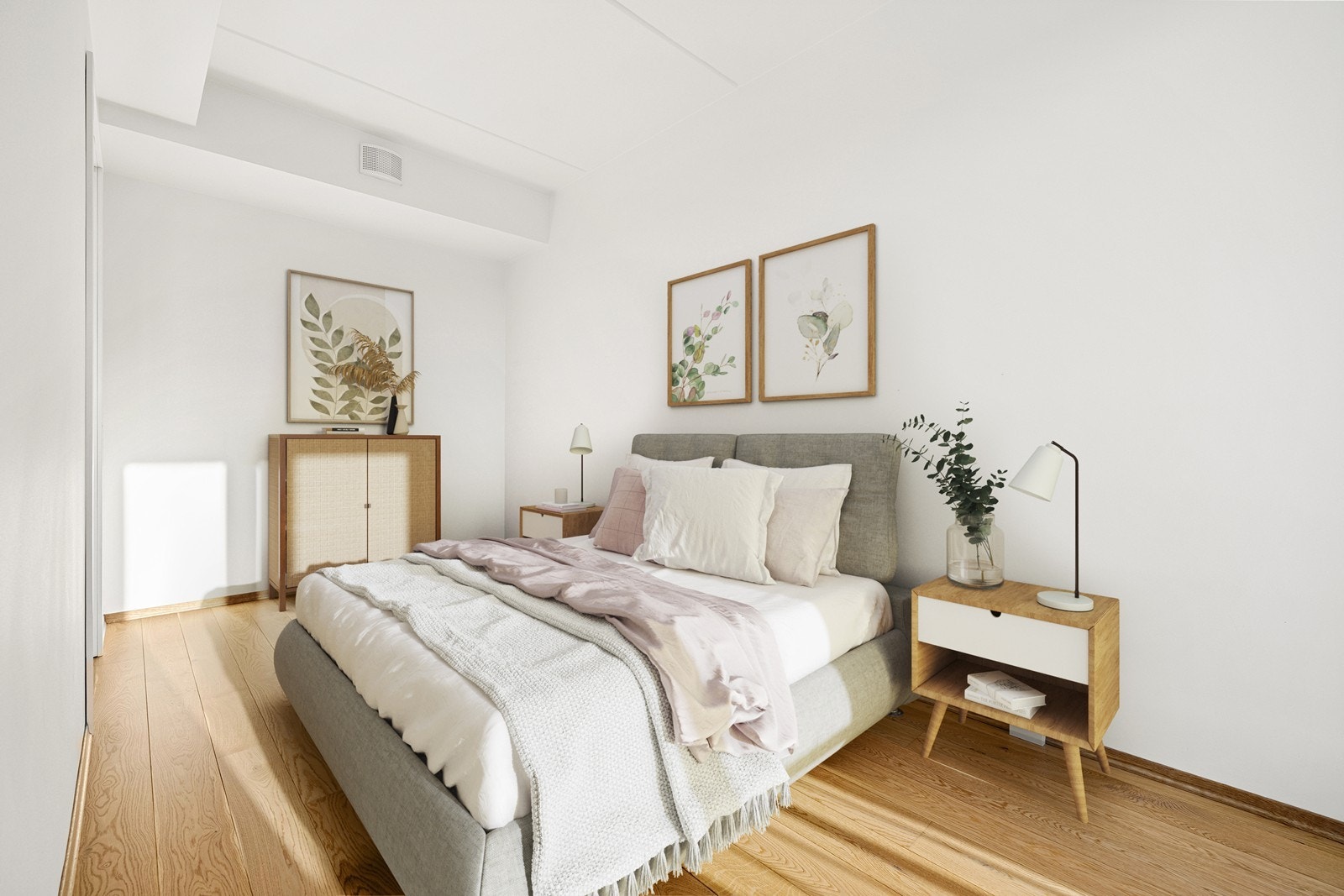 Et fleksibelt rom som egner seg godt som soverom, gjesterom eller kontor etter behov. Bildet er digitalt stylet. Galleribilde