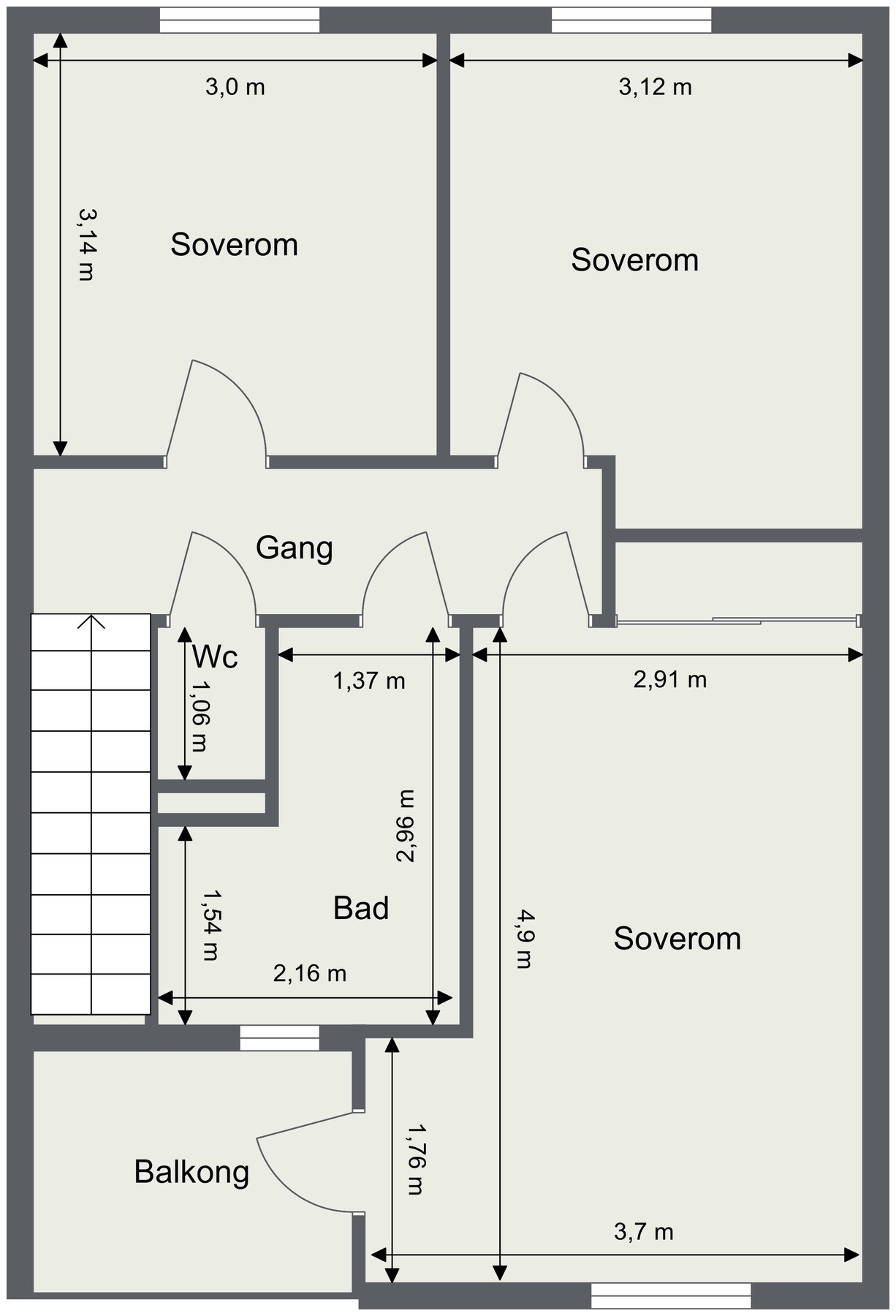 Plantegning andre etasje. Galleribilde