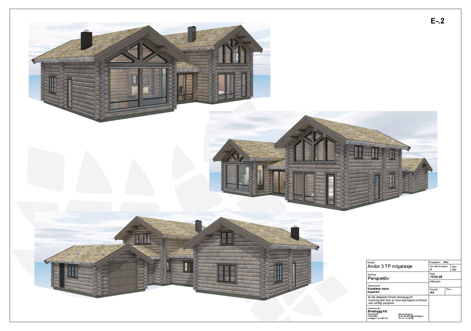 Fasadetegning Andor med garasje Galleribilde