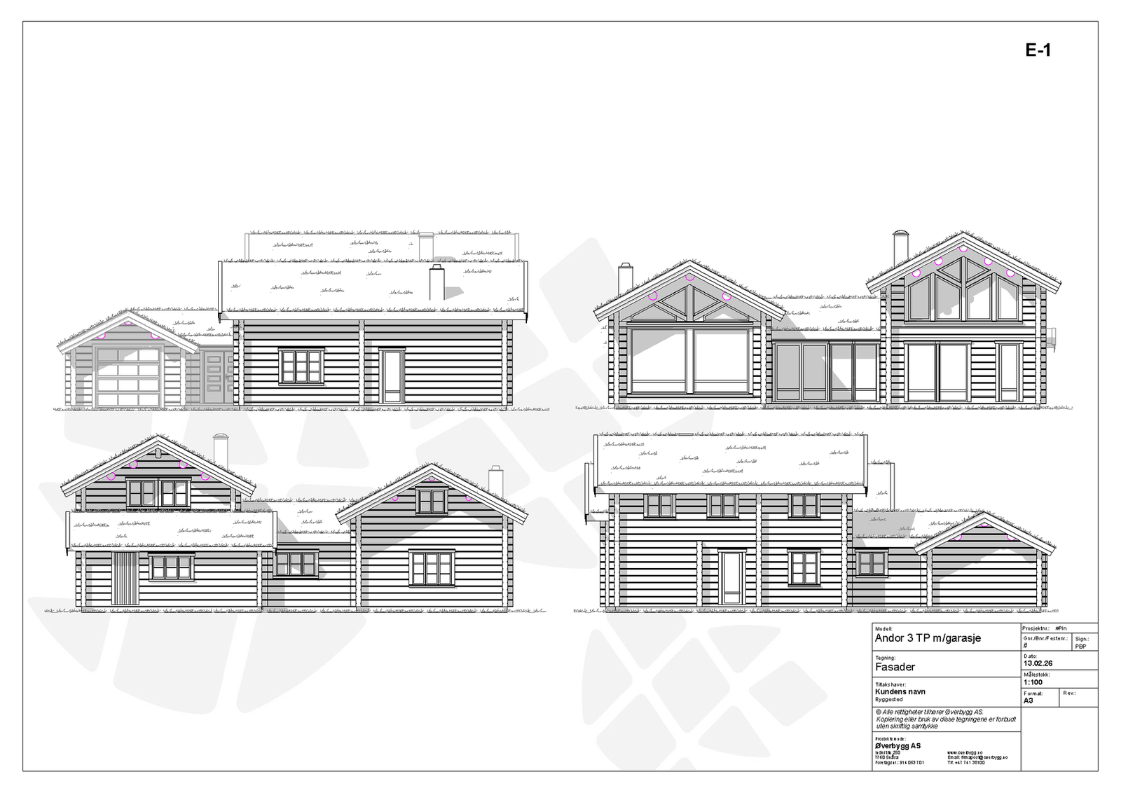 Strektegning Andor med garasje Galleribilde