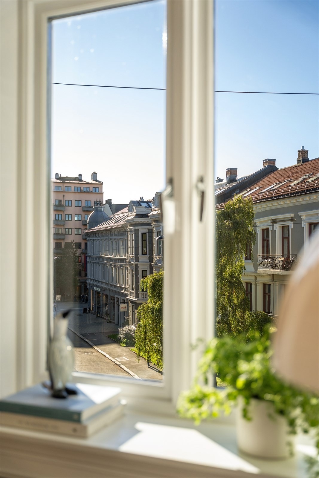 Flott utsyn fra stuen. Her bor du tilbaketrukket, men svært sentralt. Leiligheten har vinduer fra 2009. Galleribilde