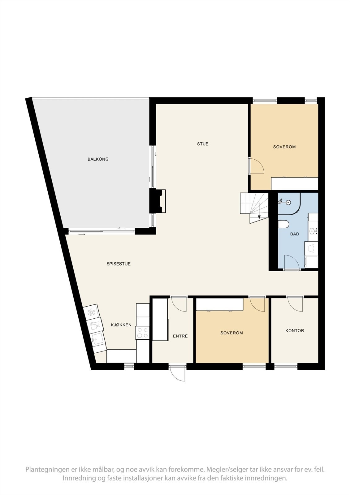 Plantegningen er ikke målbar og kan avvike fra den faktiske innredningen. Galleribilde