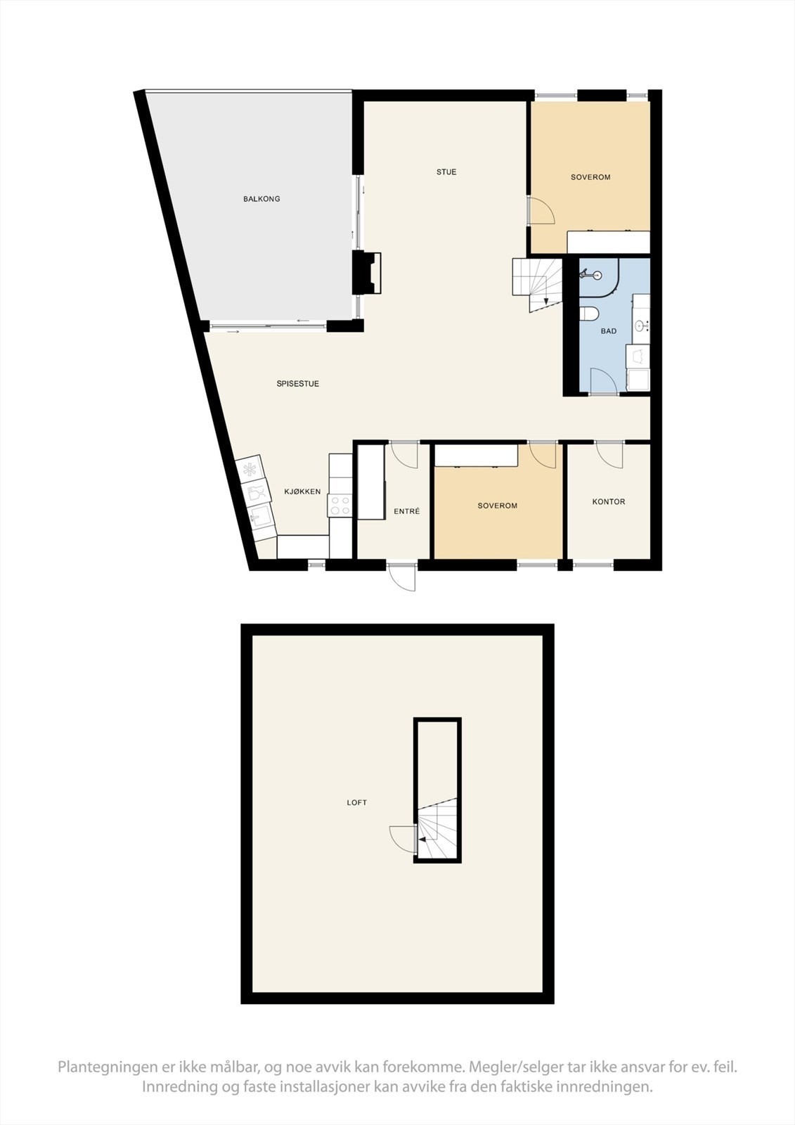 Plantegningen er ikke målbar og kan avvike fra den faktiske innredningen. Galleribilde