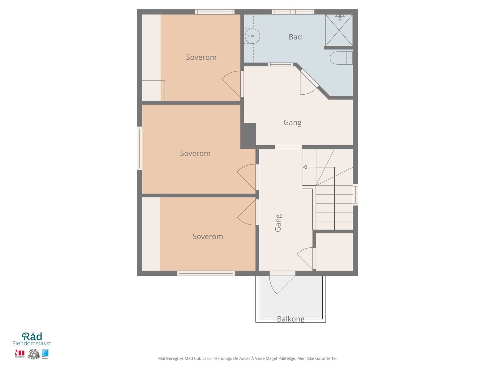 Planløsning over dagens bruk av loftsetasjen. (Byggtegninger foreligger ikke. Se punkt i salgsoppgaven under Ferdigattest/ brukstillatelse for info om lovlighet) Galleribilde