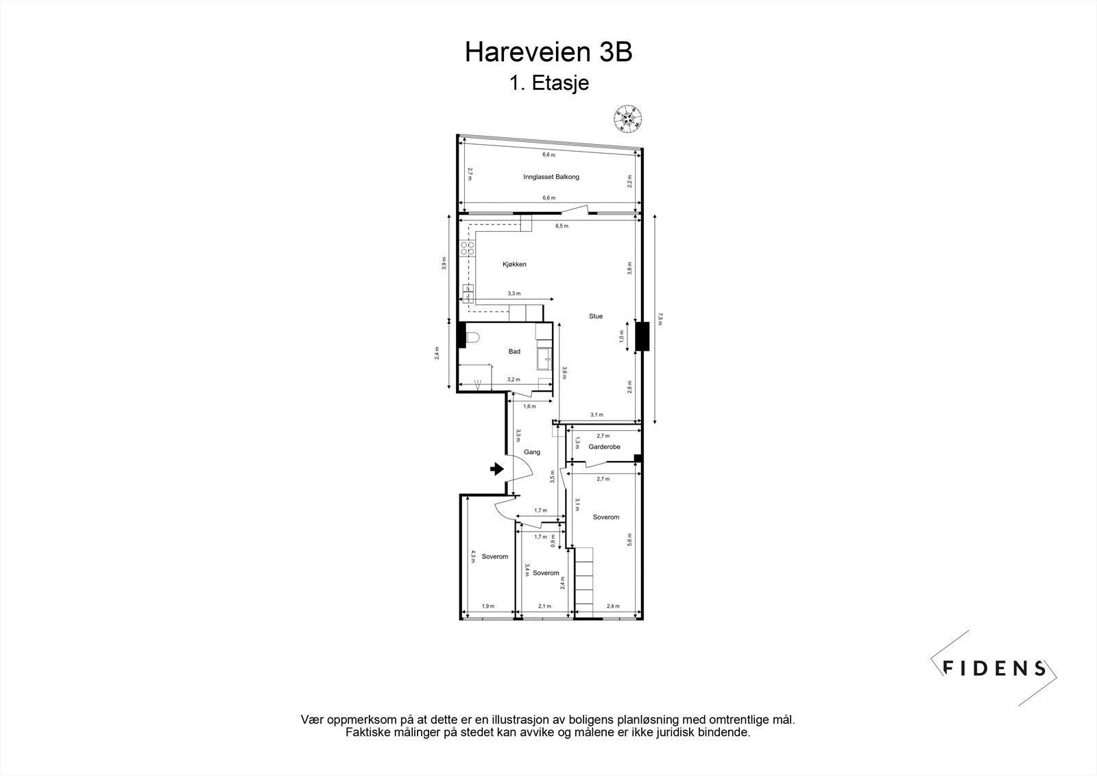 Boligen har en arealeffektiv planløsning på 89 m² som rommer gang, tre soverom, bad og åpen stue/kjøkkenløsning. Galleribilde