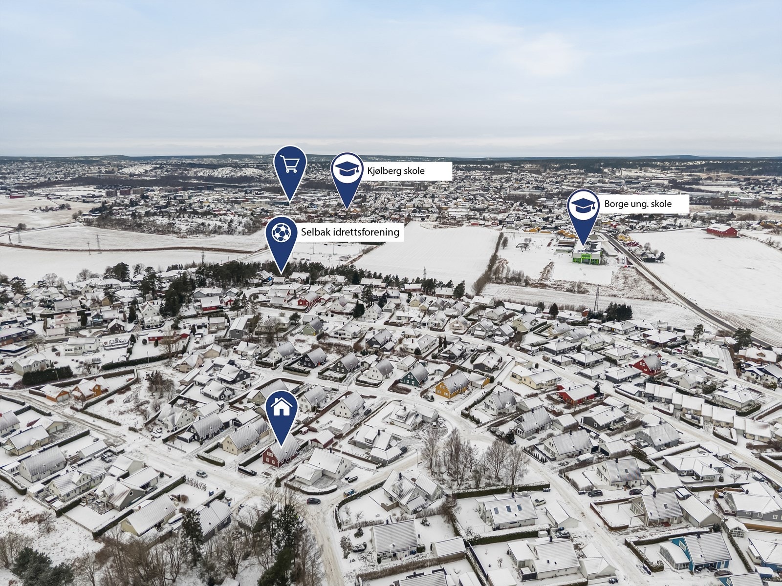 Kort vei til barnehager, skoler og dagligvarehandel, som Coop Extra på Sellebakk. Galleribilde