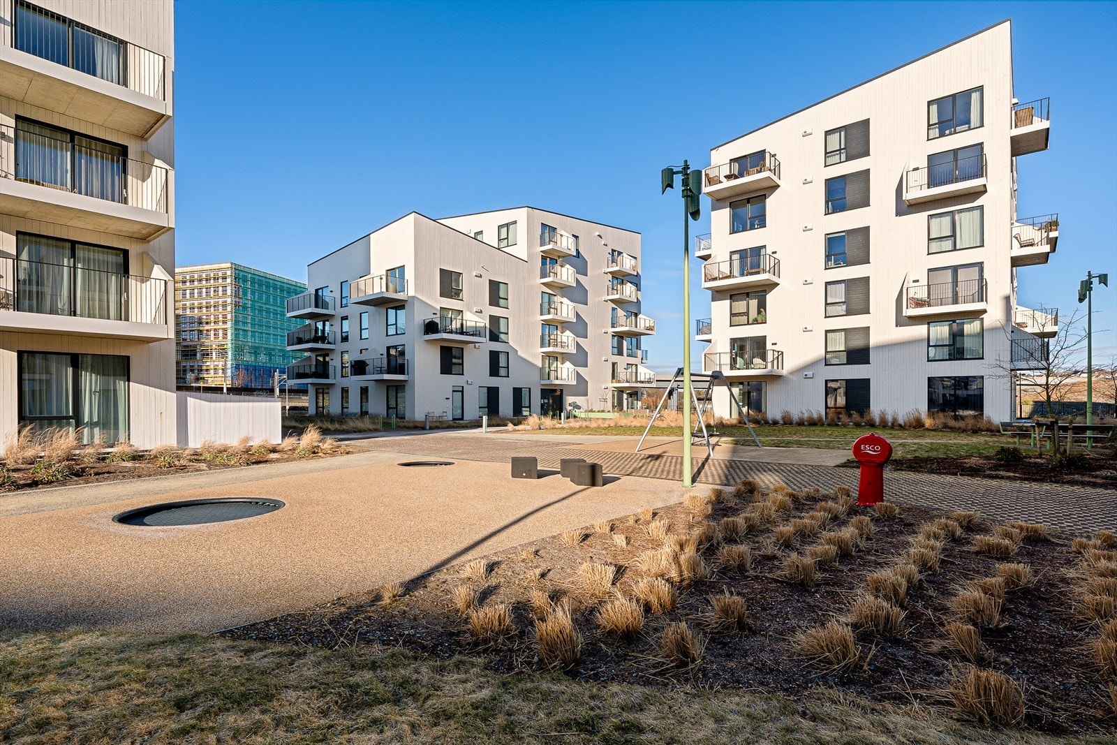 Pent opparbeidet fellesområde mellom blokkene Galleribilde