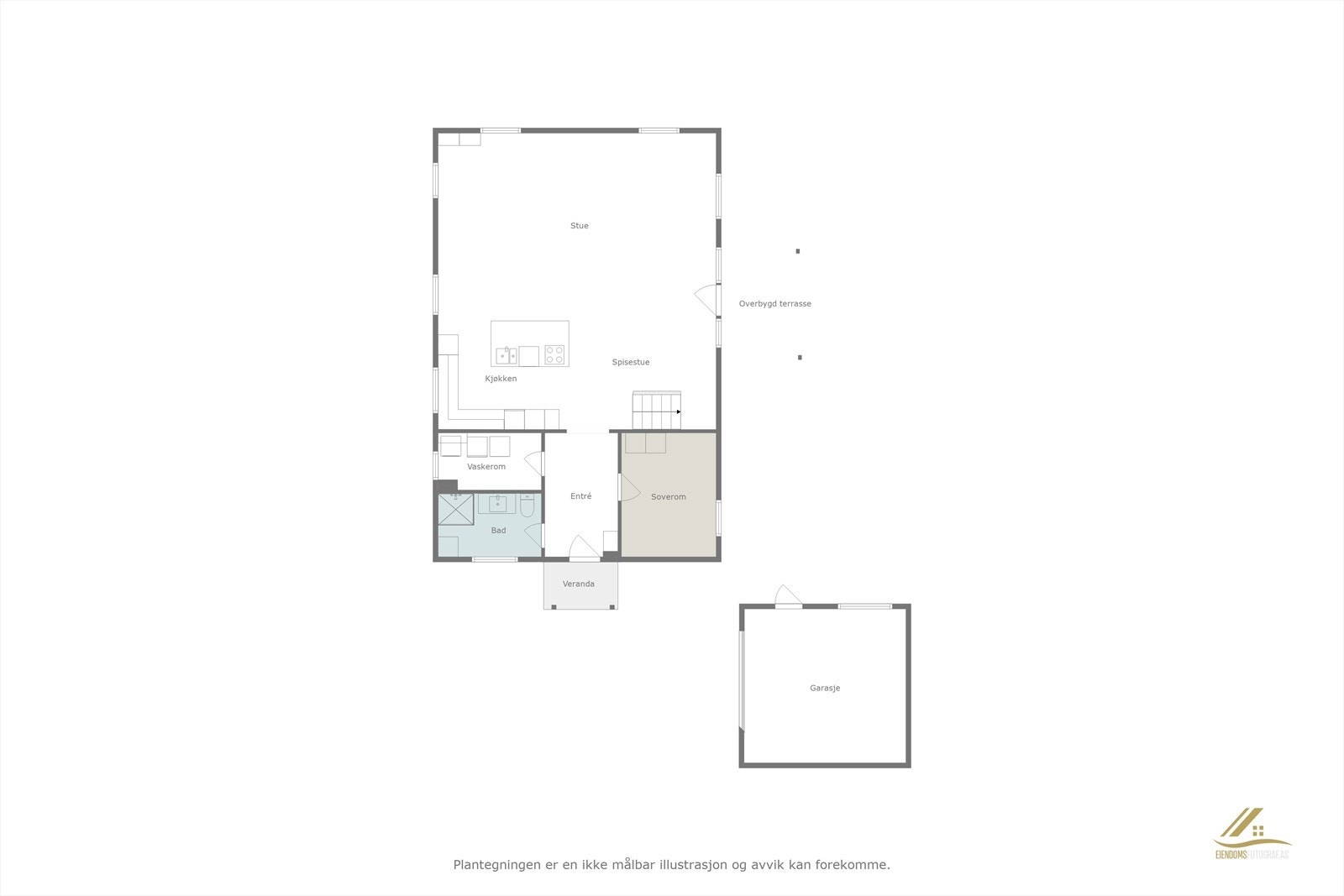 Plantegning første etasje og garasje. Galleribilde