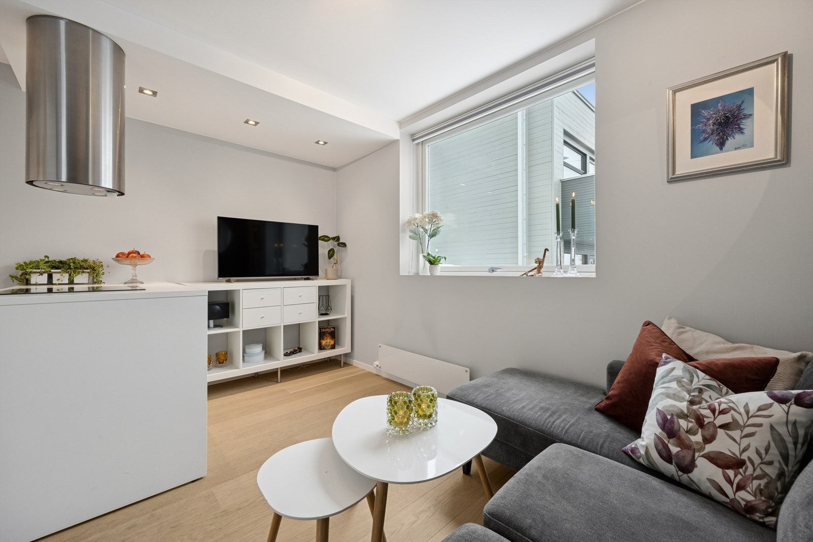 Stort vindu som slipper inn naturlig fint lys inn i leiligheten. Galleribilde