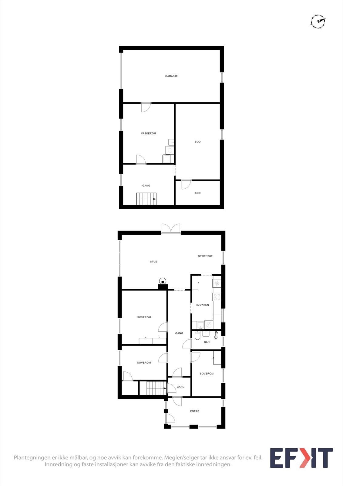 Plantegningen gir en god oversikt over boligens to plan. Galleribilde