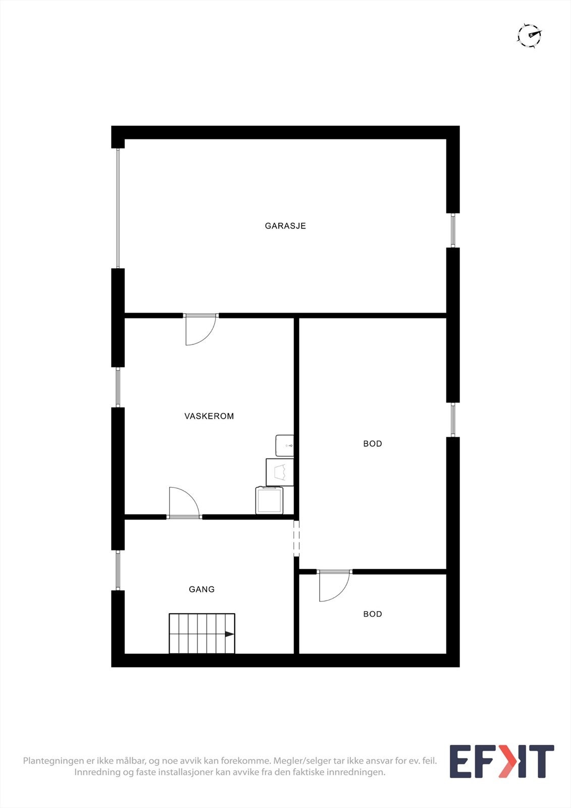 Kjelleren rommer vaskerom og tre boder, og byr på rikelig med lagringsplass. Galleribilde