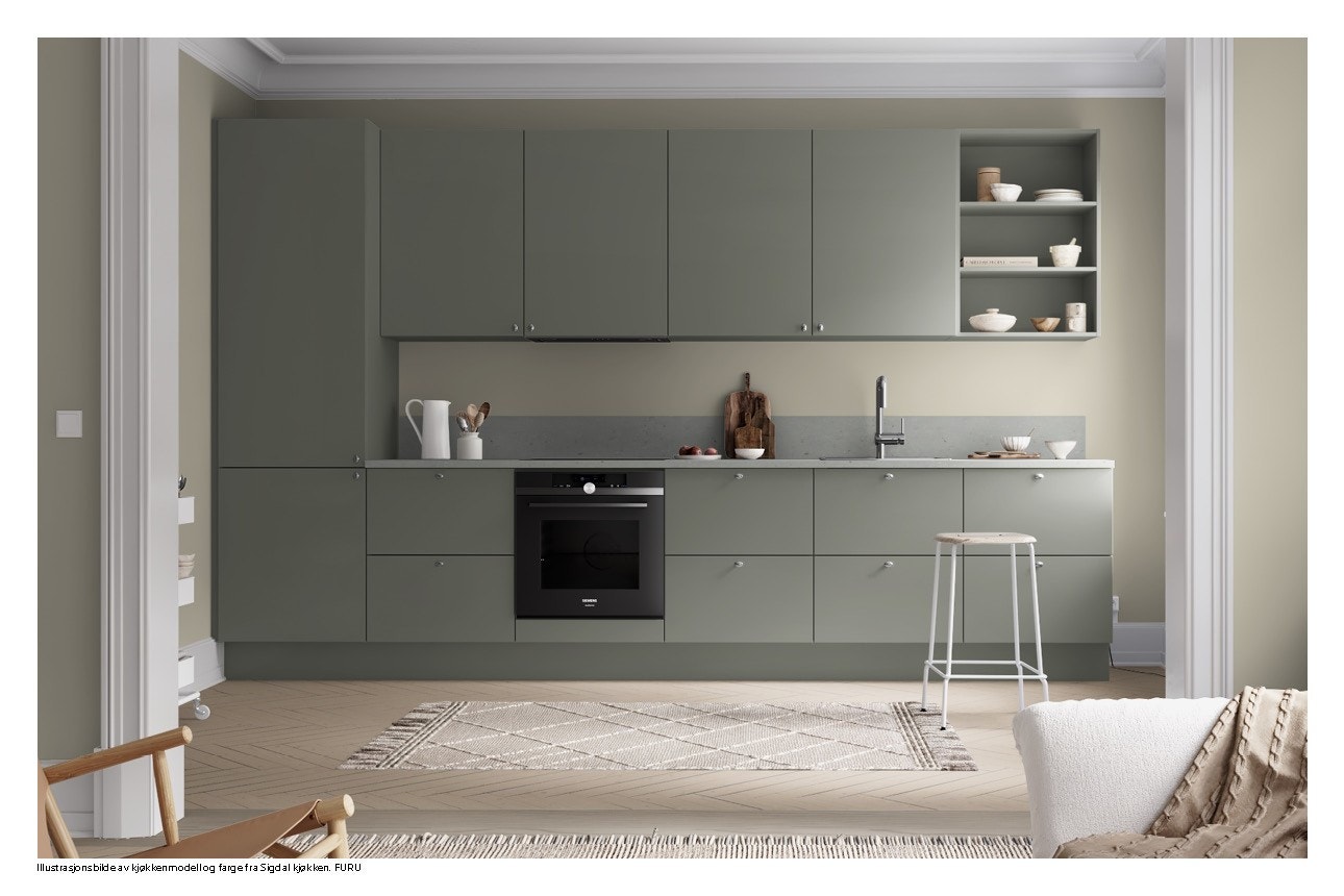 3 valgfrie stilpakker til kjøkkenet. Valgmulighet for kjøkkenfarger og benkeplate som gir personlig preg, uten å gå på kompromiss med kvalitet eller funksjon. Galleribilde
