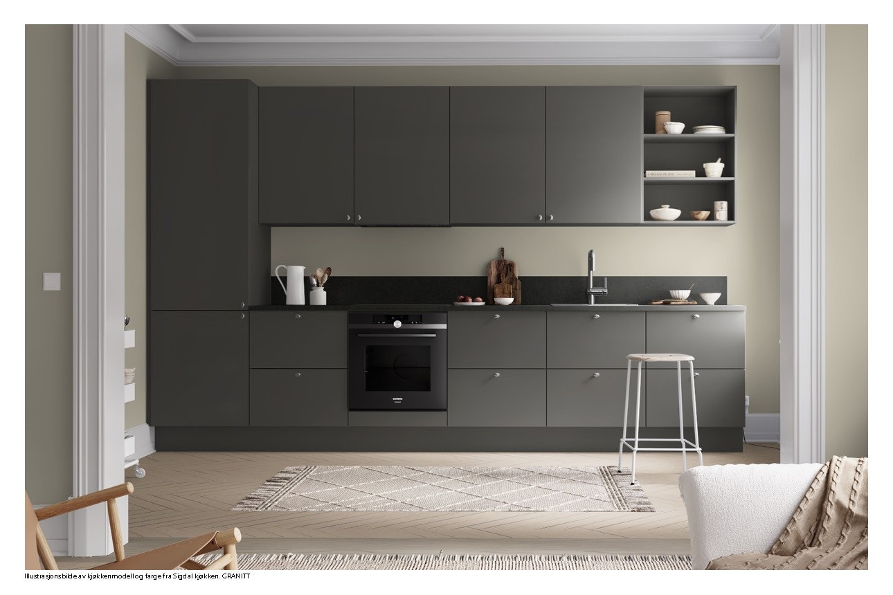 3 valgfrie stilpakker til kjøkkenet. Valgmulighet for kjøkkenfarger og benkeplate som gir personlig preg, uten å gå på kompromiss med kvalitet eller funksjon. Galleribilde